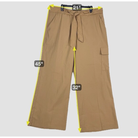 Dress Pants Slacks High Waist Women’s SZ 18 Belted zip Butterscotch Loose Fit - Picture 3 of 8